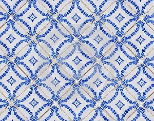 Ancient tiles pattern background on wall in Petropolis