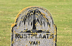 Ancient tombstone at Nes Cemetery, Ameland, Holland