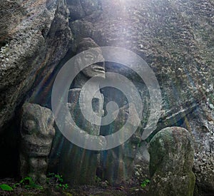 Ancient totem sculptures