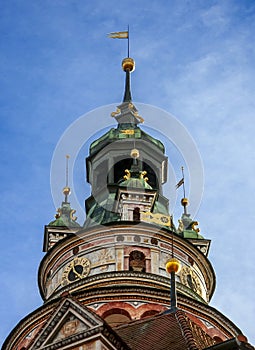 Ancient tower in  Cesky Krumlov