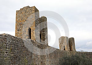 Ancient Tower of City Walls in Monteriggioni Town near Siena City in ITALY