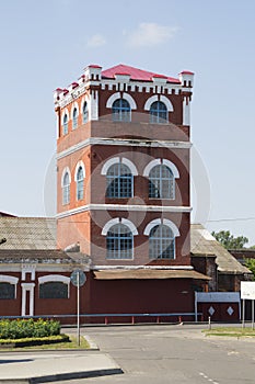 Ancient Tower Dobrush paper mill. Belarus