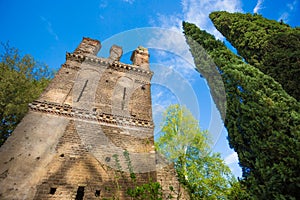 Ancient tower in the Garden of Ninfa photo