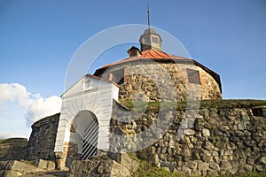 Ancient tower of Lars Torstensson. Korela fortress. Priozersk, Russia