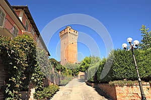 Ancient tower in Santa Vittoria D'Alba, Italy.