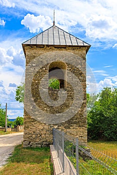 Ancient tower in the village of Vadul-Rashkov Moldova. Background with selective focus