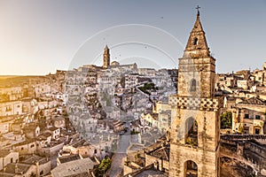 Ancient town of Matera (Sassi di Matera) at sunrise, Basilicata, Italy