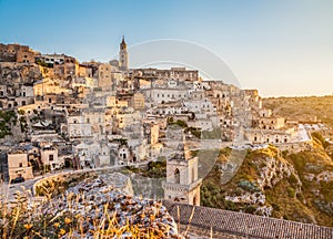 Ancient town of Matera (Sassi di Matera) at sunrise, Basilicata, Italy