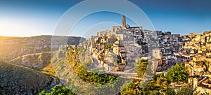 Ancient town of Matera at sunrise, Basilicata, Italy