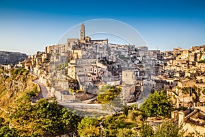 Ancient town of Matera at sunrise, Basilicata, Italy photo