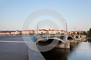 Ancient town of Prague, view from the bridge over the Vltava river.