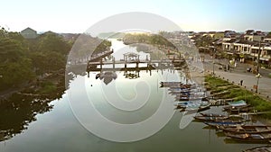 Ancient town wakes up traffic on bridge starts