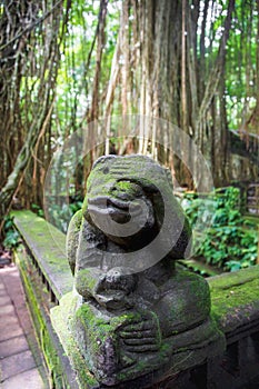 Ancient traditional balinese statue. Ubud