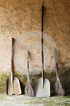 Ancient Traditional Farm Tools in the countyside of China photo