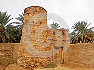 An ancient traditional surveillance tower in the oasis of figuig in Morocco