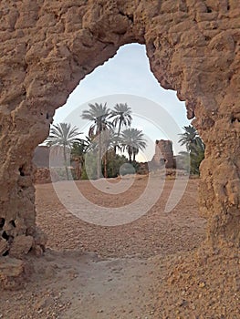 An ancient traditional surveillance tower in the oasis of figuig in Morocco