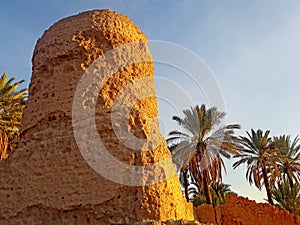 An ancient traditional surveillance tower in the oasis of figuig in Morocco