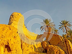 An ancient traditional surveillance tower in the oasis of figuig in Morocco