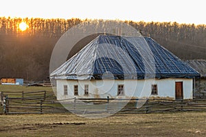 Ancient traditional ukrainian rural clay house in authentic Cossack farm in Stetsivka village in ÃÂ¡herkasy region, Ukraine