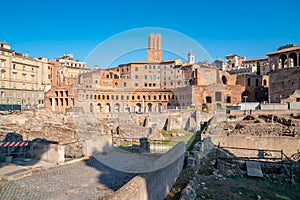 Ancient Trajan`s Market, ruins in Via dei Fori Imperiali, Rome, Italy