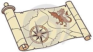 Ancient Treasure Map Scroll: Adventure Exploration, Discovery, vector design Generative AI