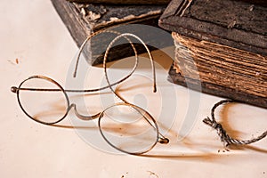 Ancient Treatise with very old glasses