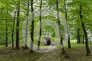 Ancient tumulus on a display for visitors.