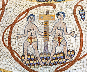 Ancient Two People Mosaic Jordan