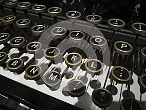 Ancient typewriter keys close up retro Style