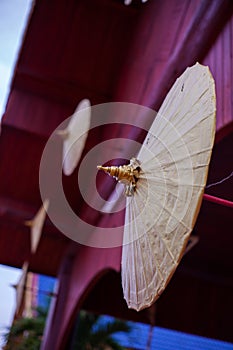 Ancient umbrella in the Thai temple