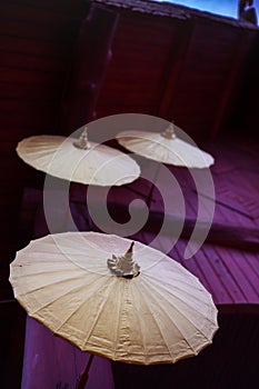 Ancient umbrella in the Thai temple