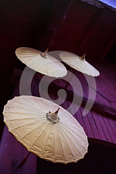 Ancient umbrella in the Thai temple