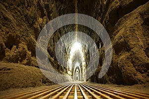 Ancient underground passage beneath Cholula pyramid photo