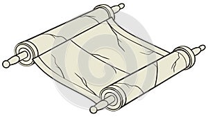 Ancient Unfurled Parchment Scroll, Historical Document, vector design Generative AI