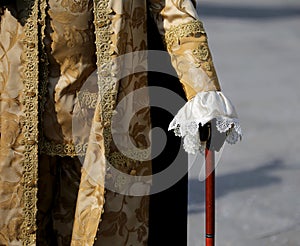Ancient Venetian nobleman who holds the stick in the glove of hi