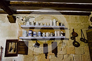 Ancient vessels in the apothecary of the monastery of Santo Domingo de Silos photo