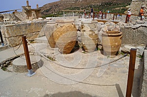 Ancient vessels Knossos Palace Crete Greece