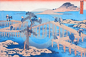 Ancient View of Yatsuhashi in Mikawa Province photo