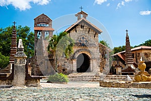 Ancient village Altos de Chavon - Colonial town reconstructed in Dominican Republic. Casa de Campo, La Romana. photo