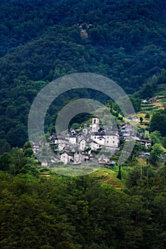 Ancient village of Corippo located near Lavertezzo in Canton Ticino, Switzerland