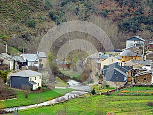 the ancient village of Rio de Onor in Portugal photo