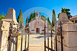 Ancient village of Sukosan near Zadar old stone chapel view