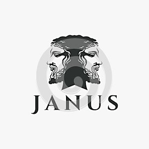 Ancient vintage Greek Janus God logo vector