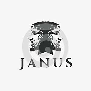 Ancient vintage Greek Janus God logo vector photo