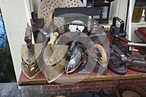 Ancient vintage irons for ironing