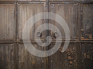 Ancient Vintage Metal Door With Cast Iron