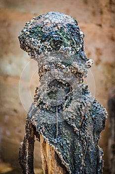 Ancient voodoo fetish sculptures used in this traditional African belief by the local fetish priest