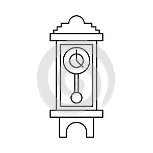 ancient wall clock in outline style. showing four o' clock. vector illustration.