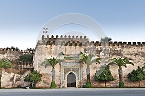 Ancient wall entrance in Meknes, Morocoo