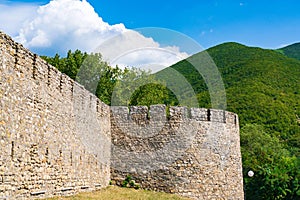 Ancient wall of the fortress of the Sheki Khanate in Azerbaijan Republic
